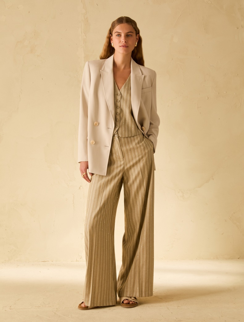 Pinstriped vest with sequins - SAGE - pennyblack