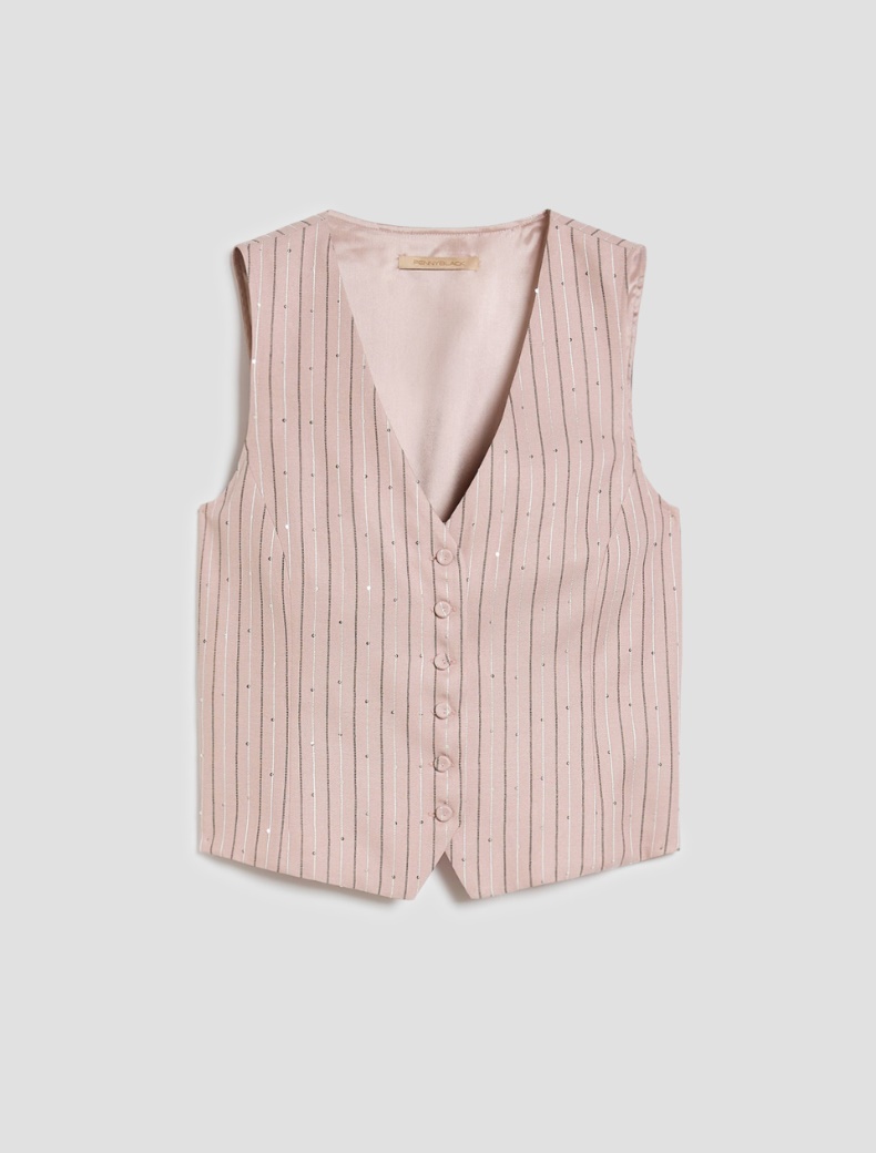 Pinstriped vest with sequins - PINK - pennyblack