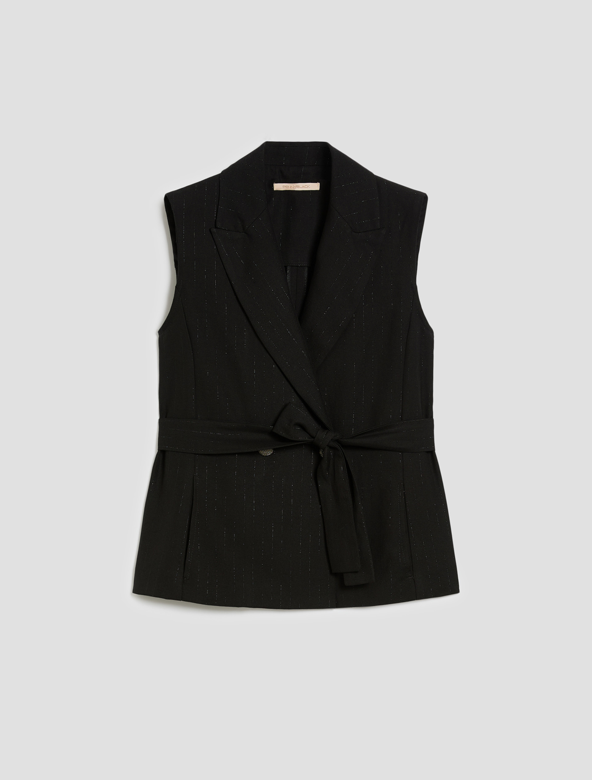 Lamé pinstriped vest - BLACK - pennyblack