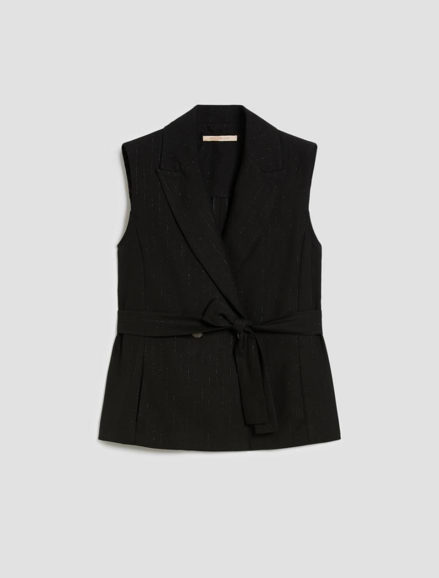 Lamé pinstriped vest - BLACK - Pennyblack - 2