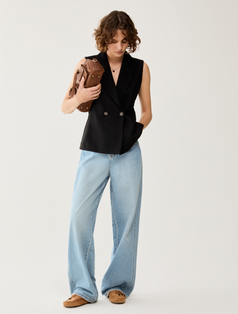 Lamé pinstriped vest - BLACK - pennyblack