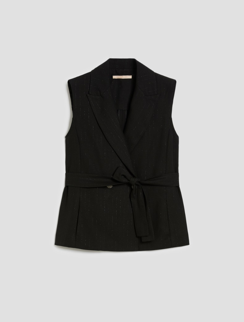Lamé pinstriped vest - BLACK - pennyblack