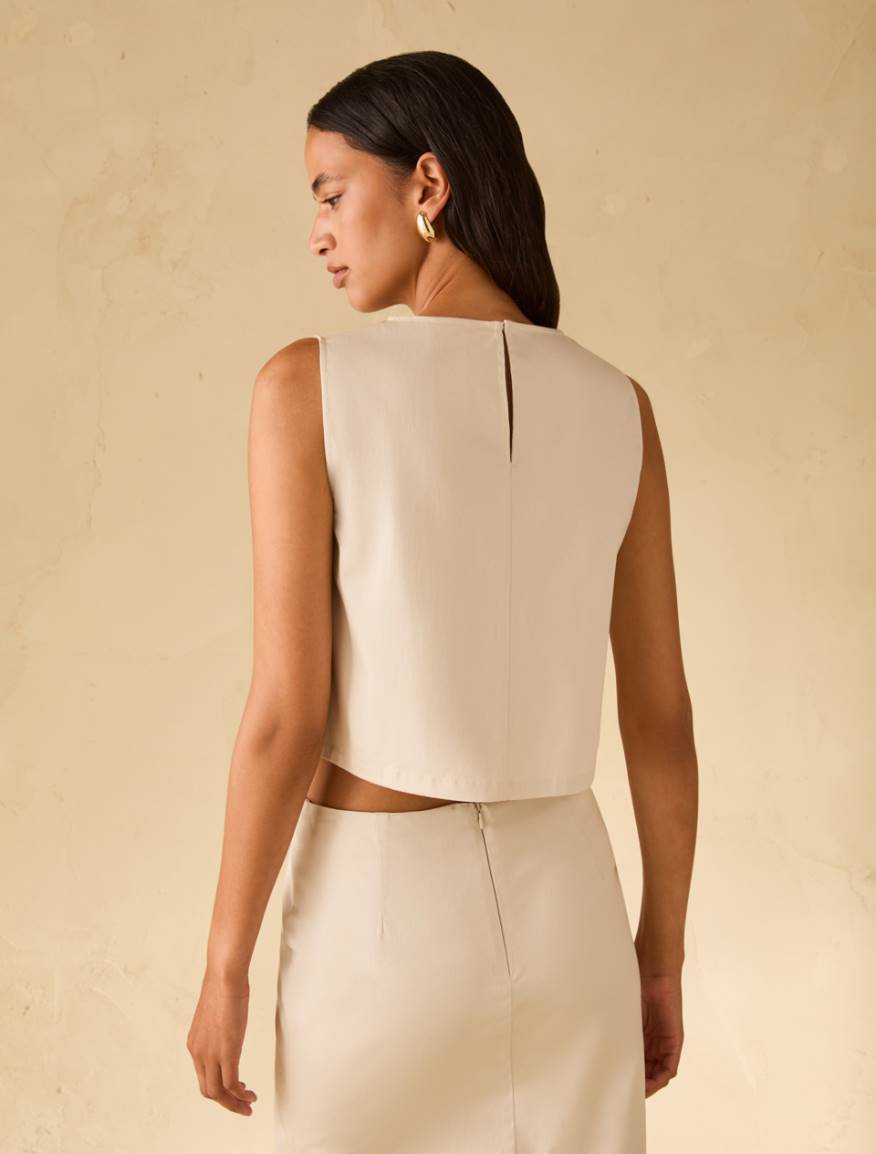 Embroidered cotton top - IVORY - Pennyblack - 3