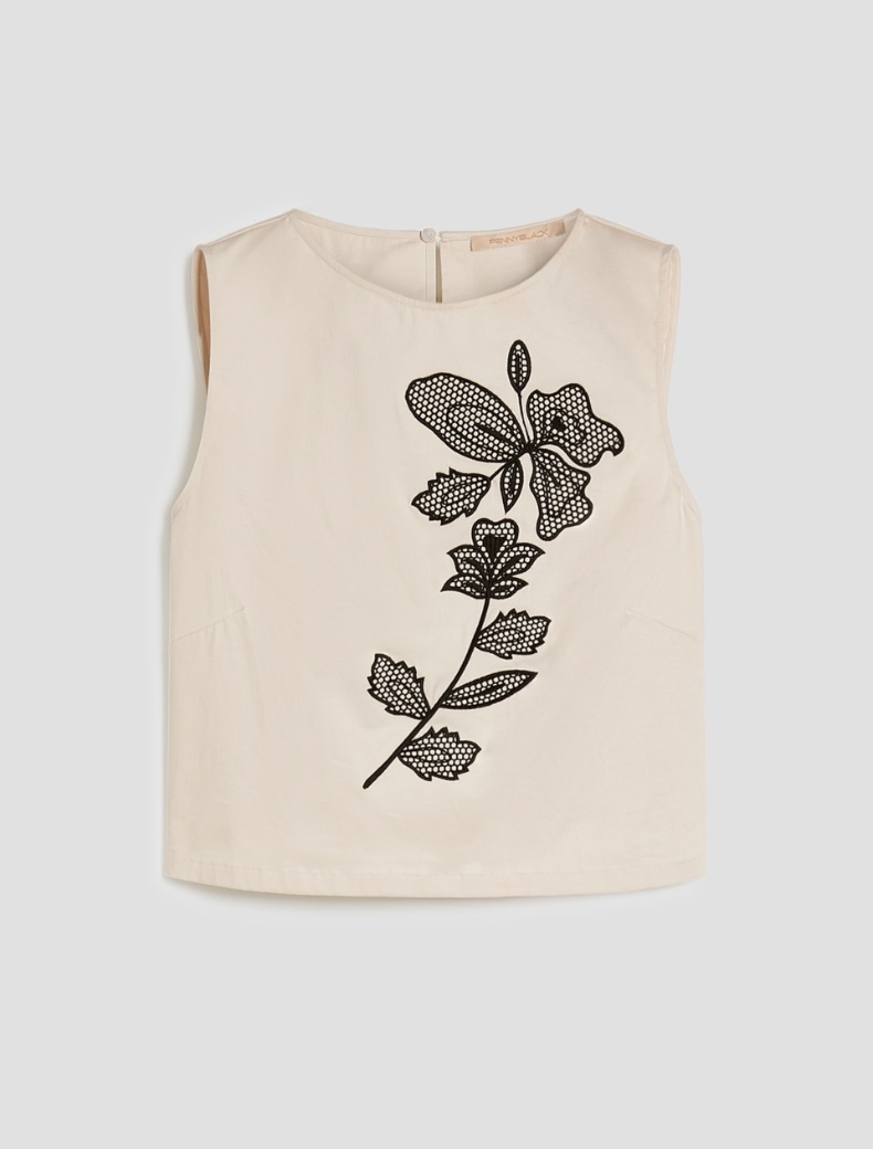 Embroidered cotton top - IVORY - pennyblack