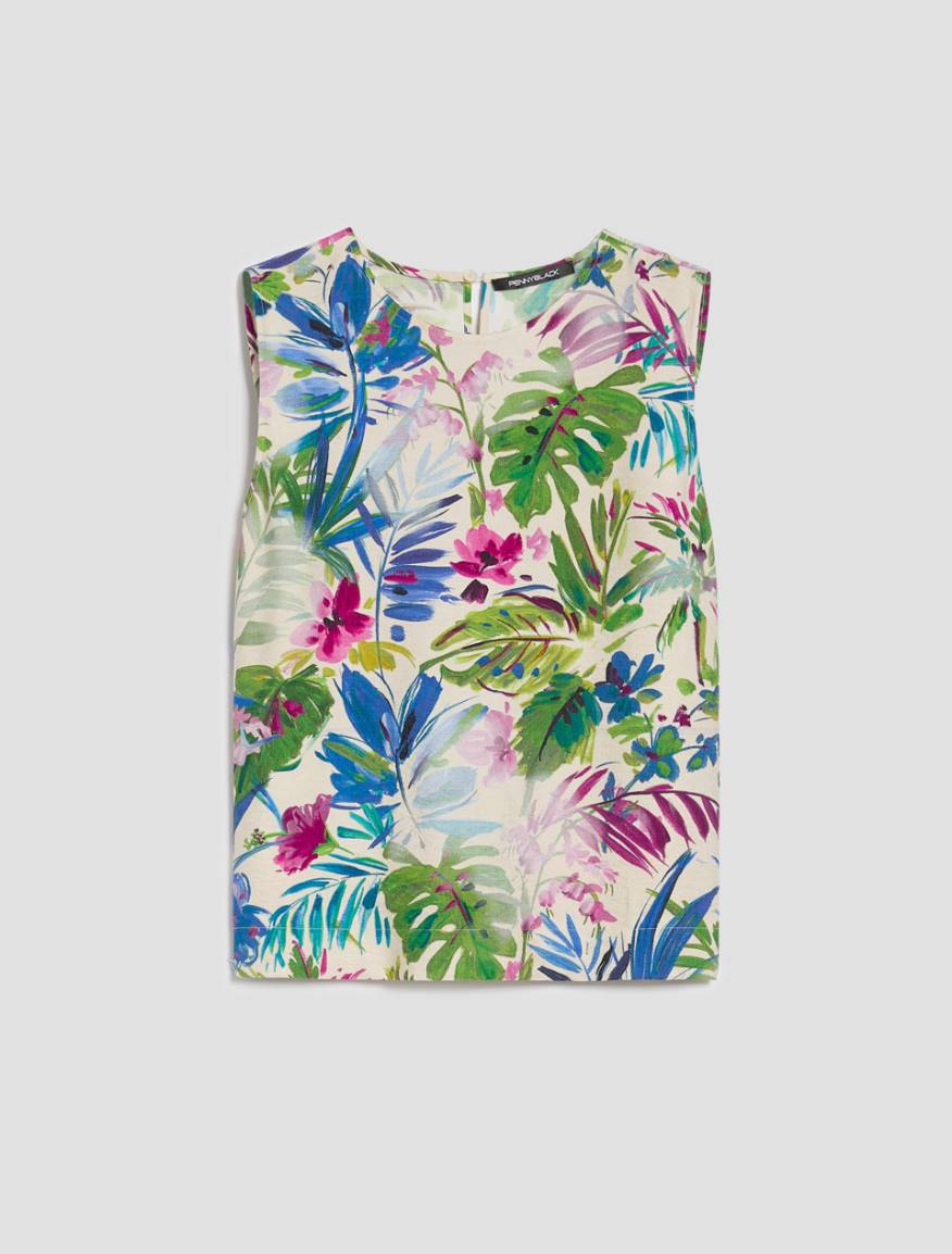 Botanical-patterned top - ECRU - Pennyblack - 2