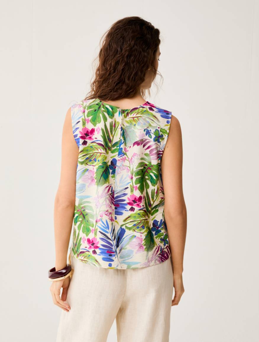 Botanical-patterned top - ECRU - Pennyblack - 3