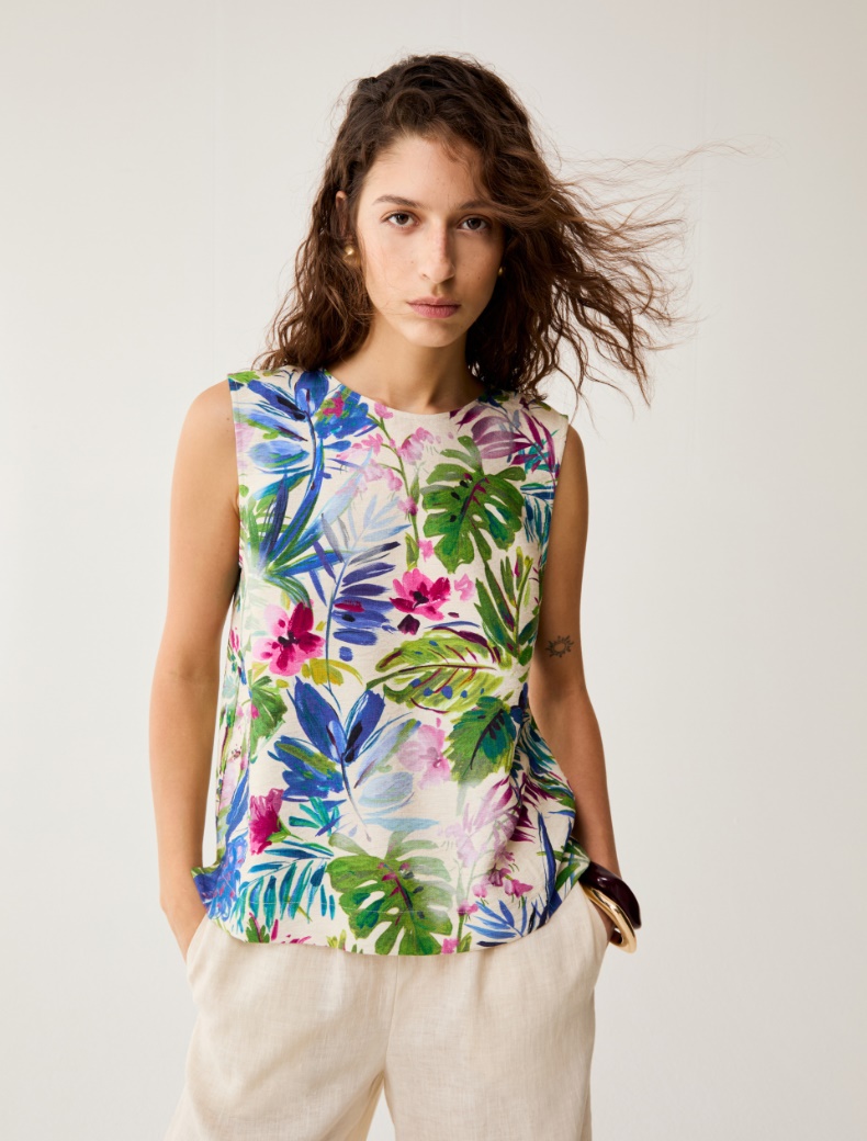 Botanical-patterned top - ECRU - pennyblack