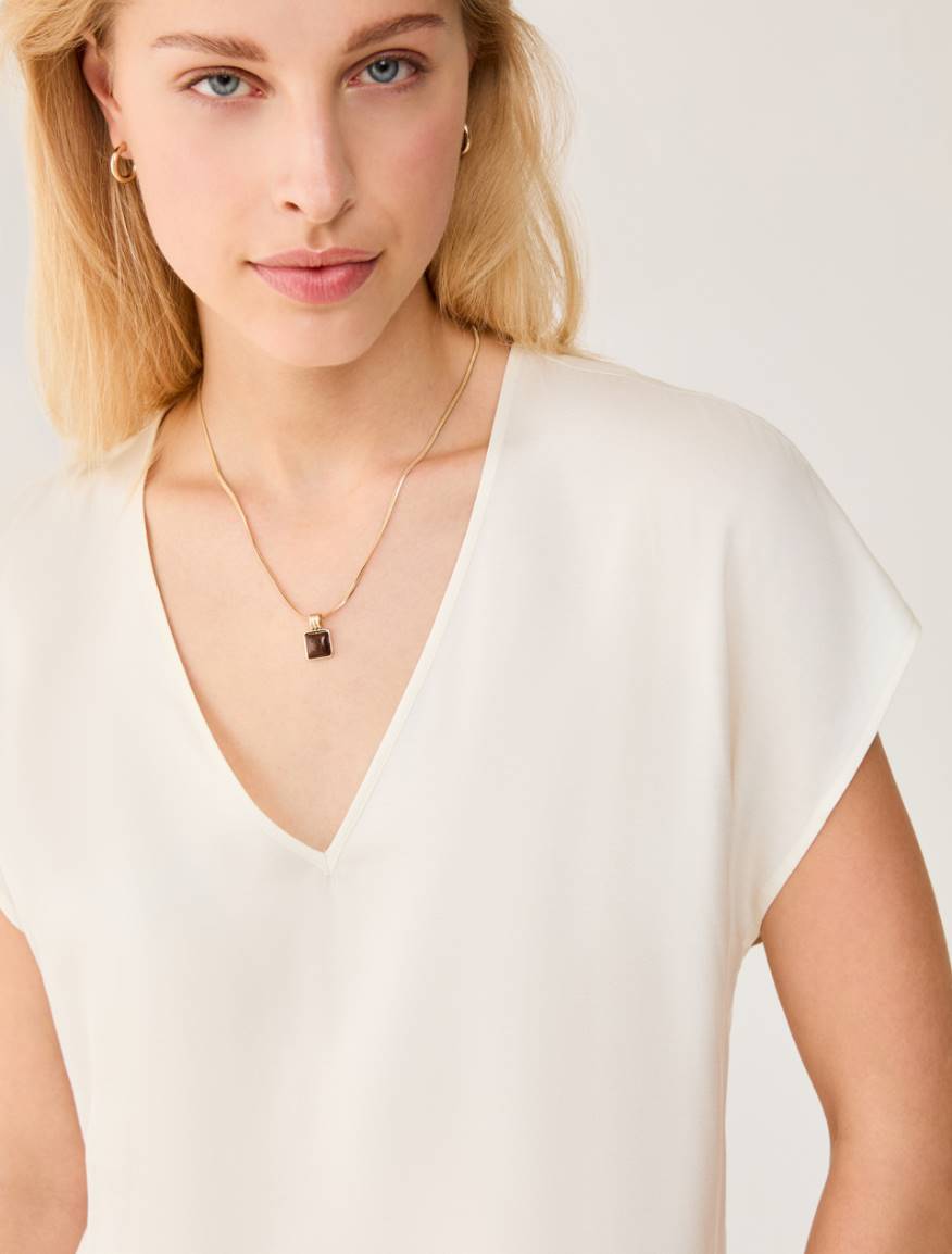 Blusa in twill fluido - AVORIO - Pennyblack - 4