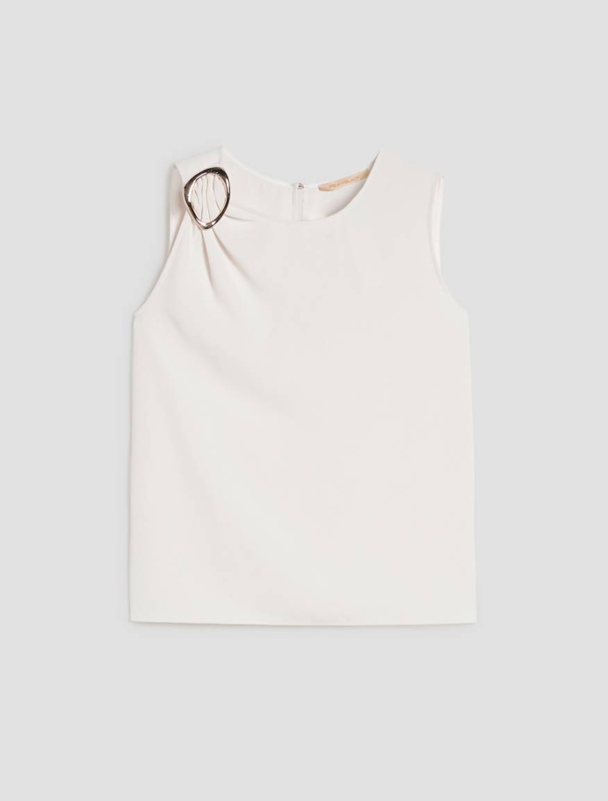 Top in sablé fabric with buckle - IVORY - Pennyblack - 2