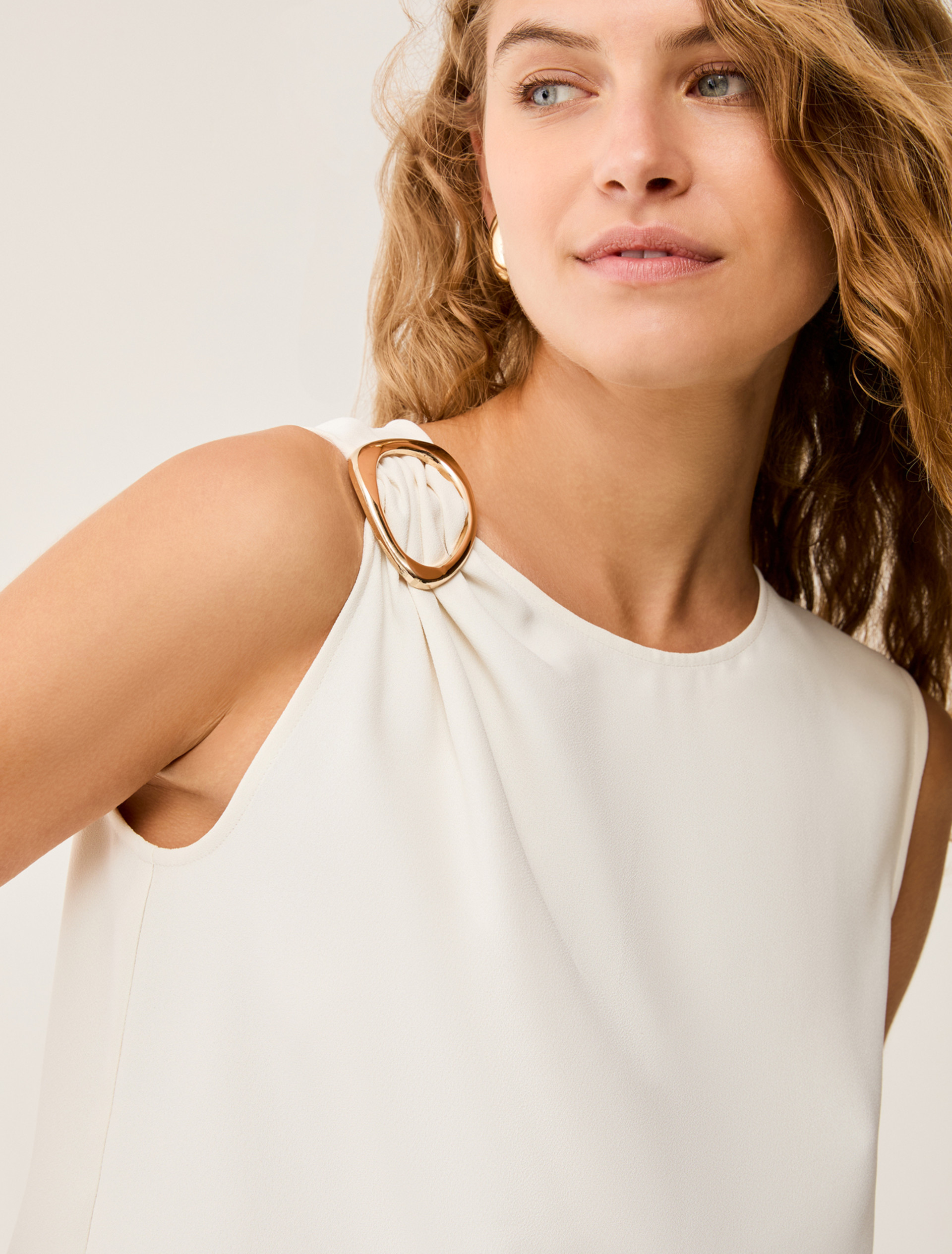 Top in sablé fabric with buckle - IVORY - pennyblack