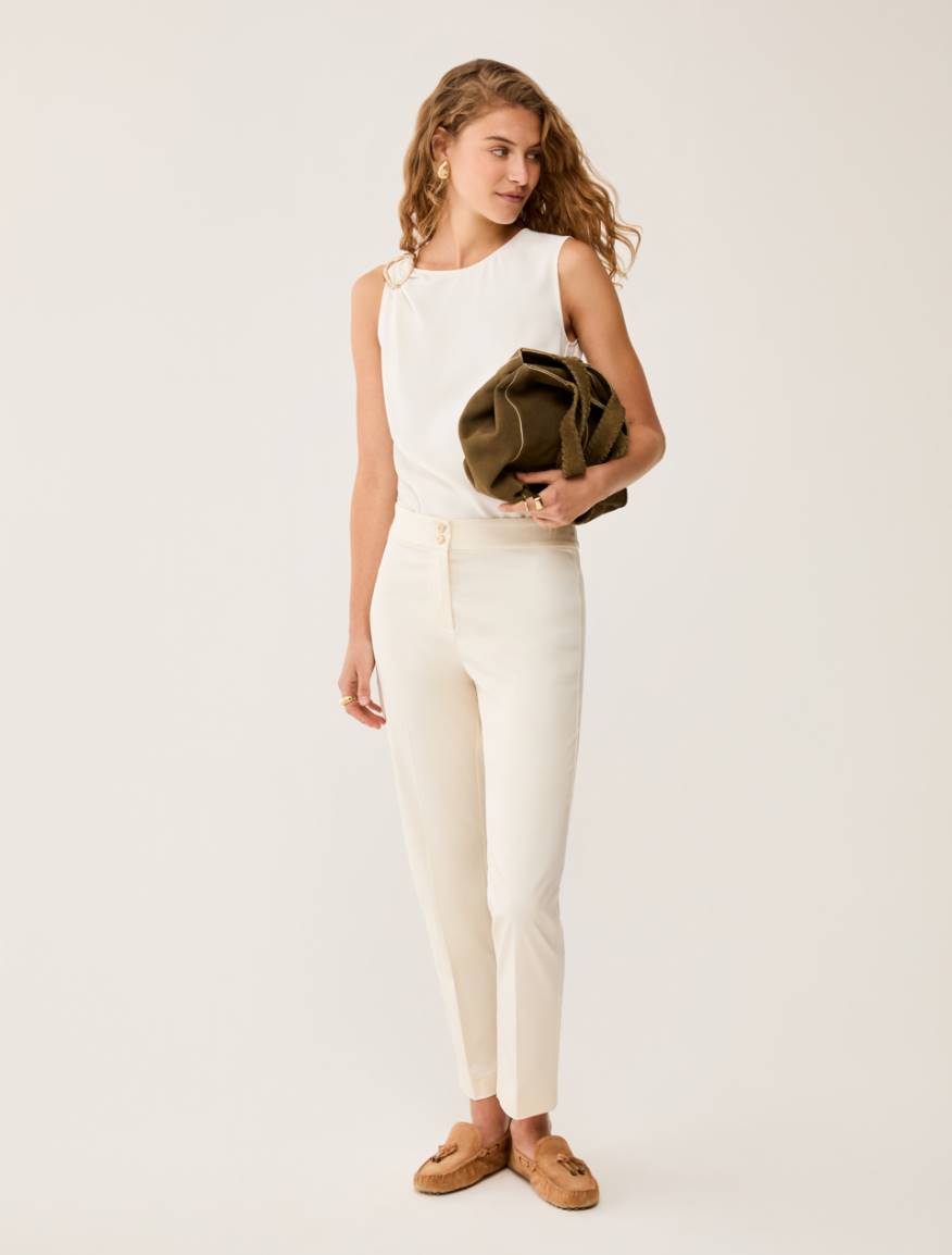 Top in sablé fabric with buckle - IVORY - Pennyblack - 5