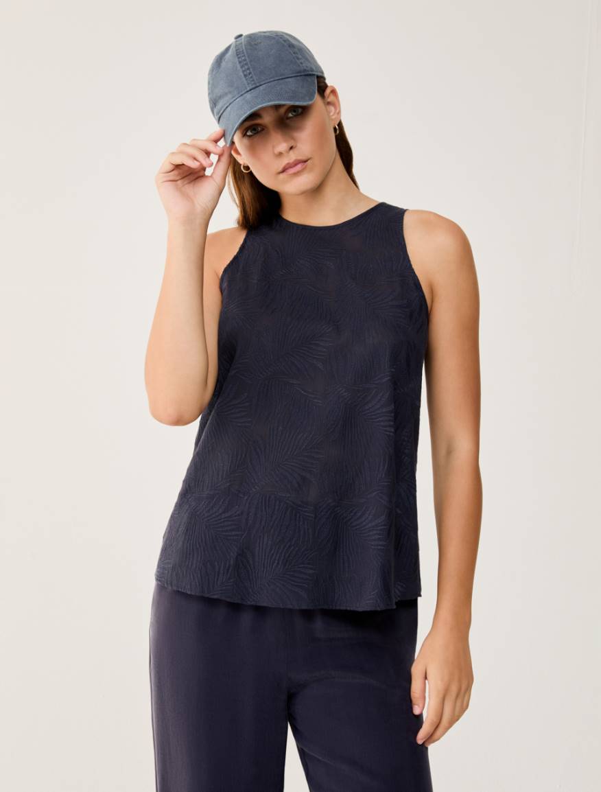 Top in mussola ricamata - BLU - Pennyblack
