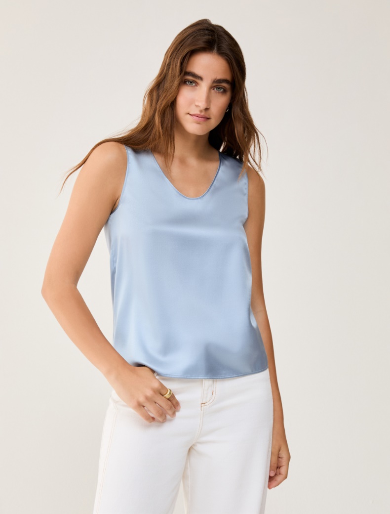 Silk-satin top - LIGHT BLUE - pennyblack