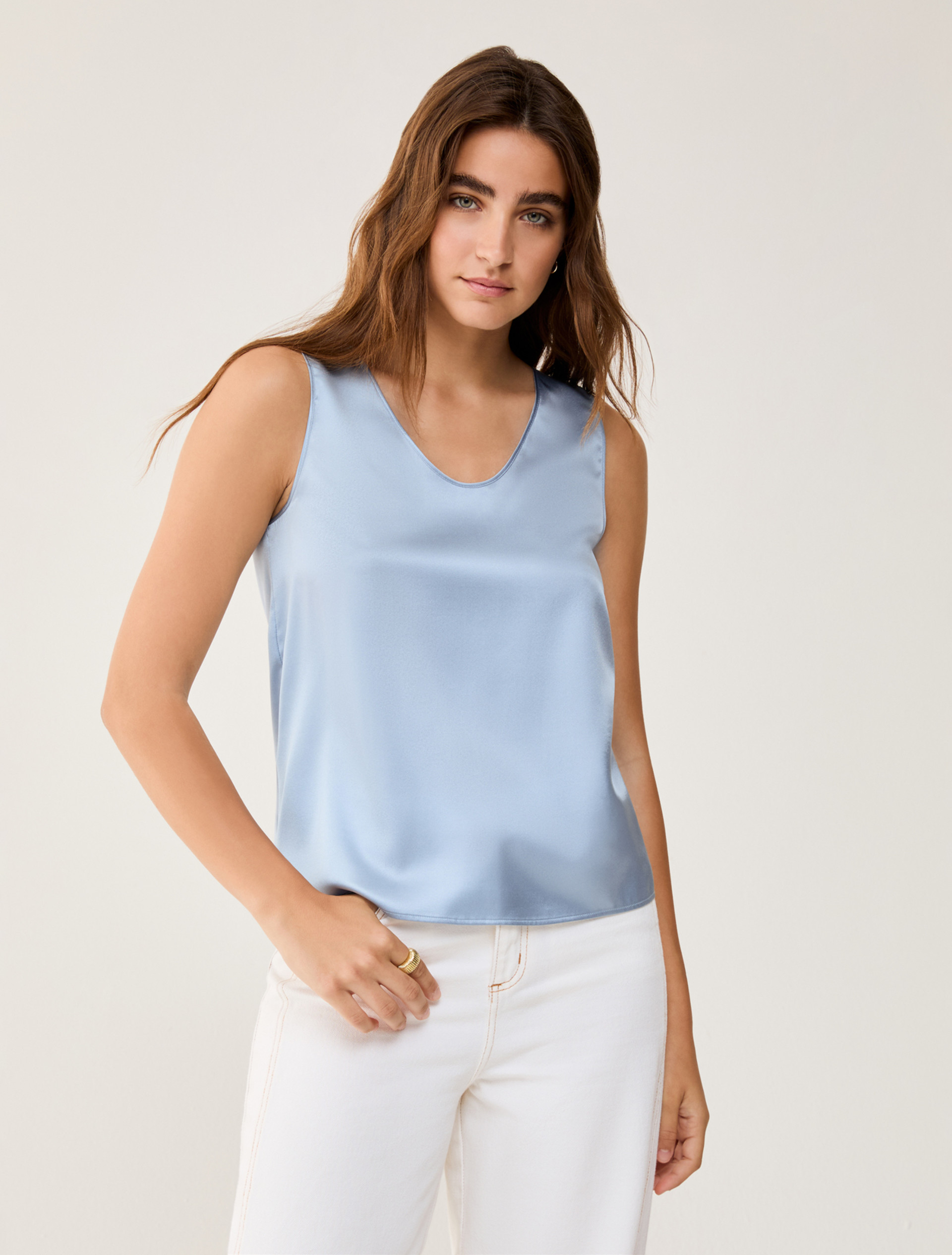 Silk-satin top - LIGHT BLUE - pennyblack