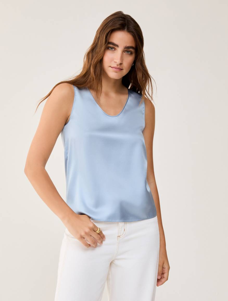 Silk-satin top - LIGHT BLUE - Pennyblack