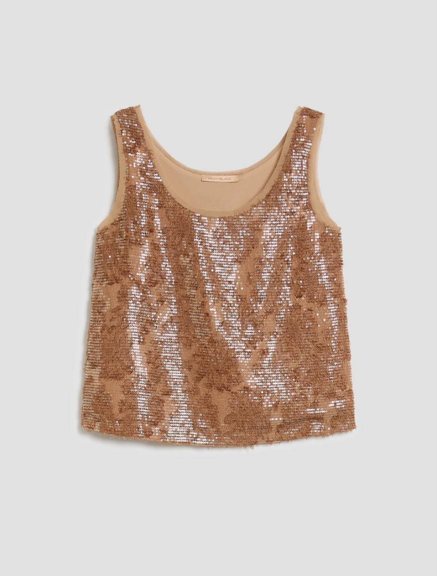 Fil coupé top with sequins - SAND - Pennyblack - 2