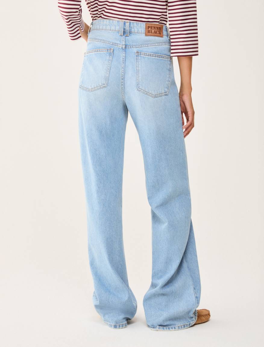 Puddle-cut jeans in faded denim - BLUE JEANS - Pennyblack - 3