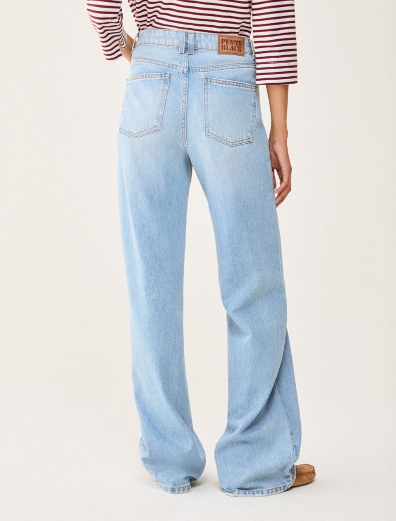Puddle-cut jeans in faded denim - BLUE JEANS - pennyblack