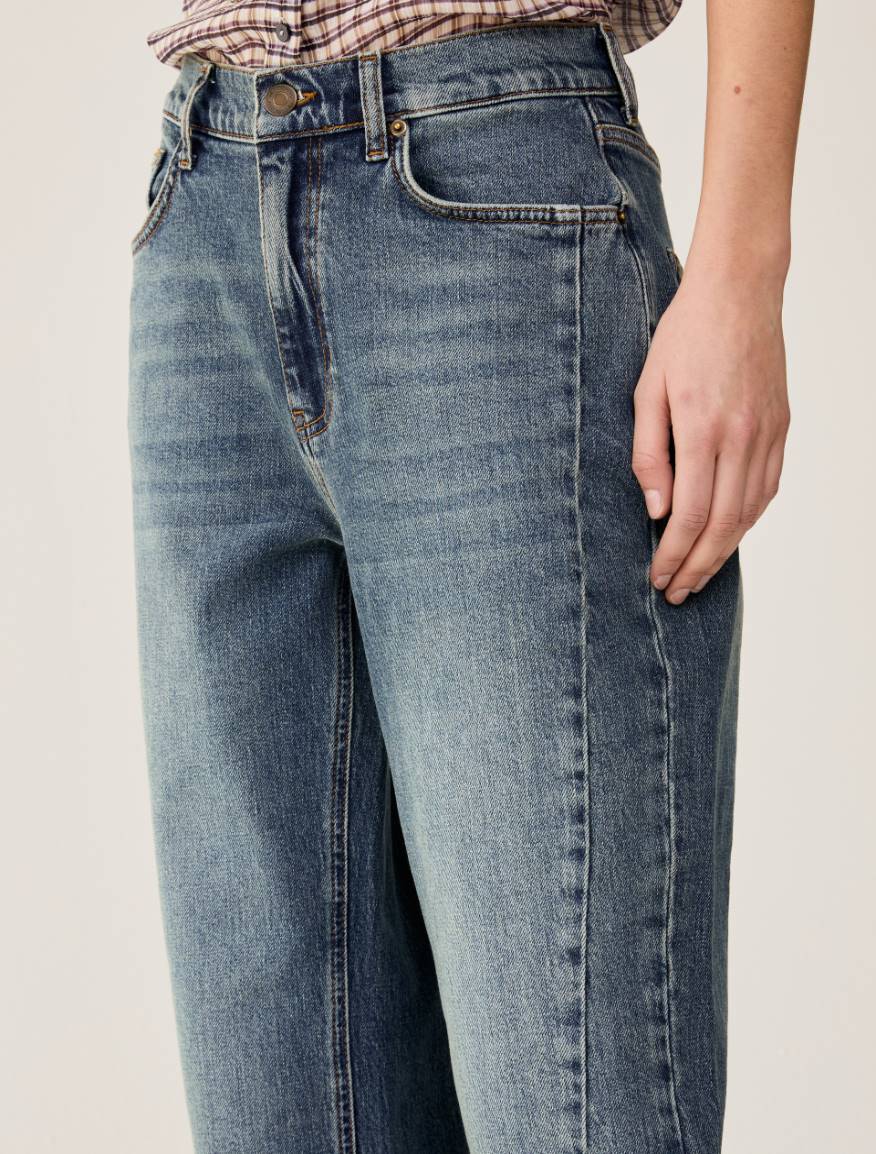 Stone-washed barrel-leg jeans - BLUE JEANS - Pennyblack - 4