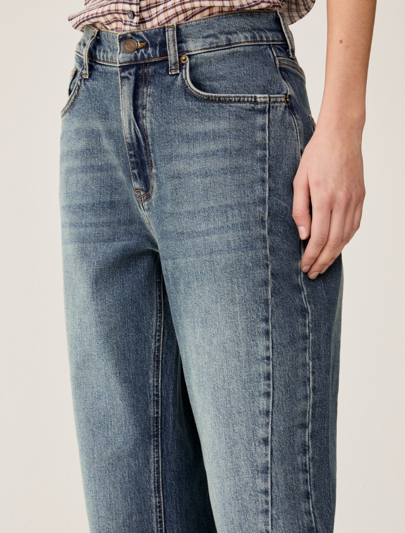 Stone-washed barrel-leg jeans - BLUE JEANS - pennyblack