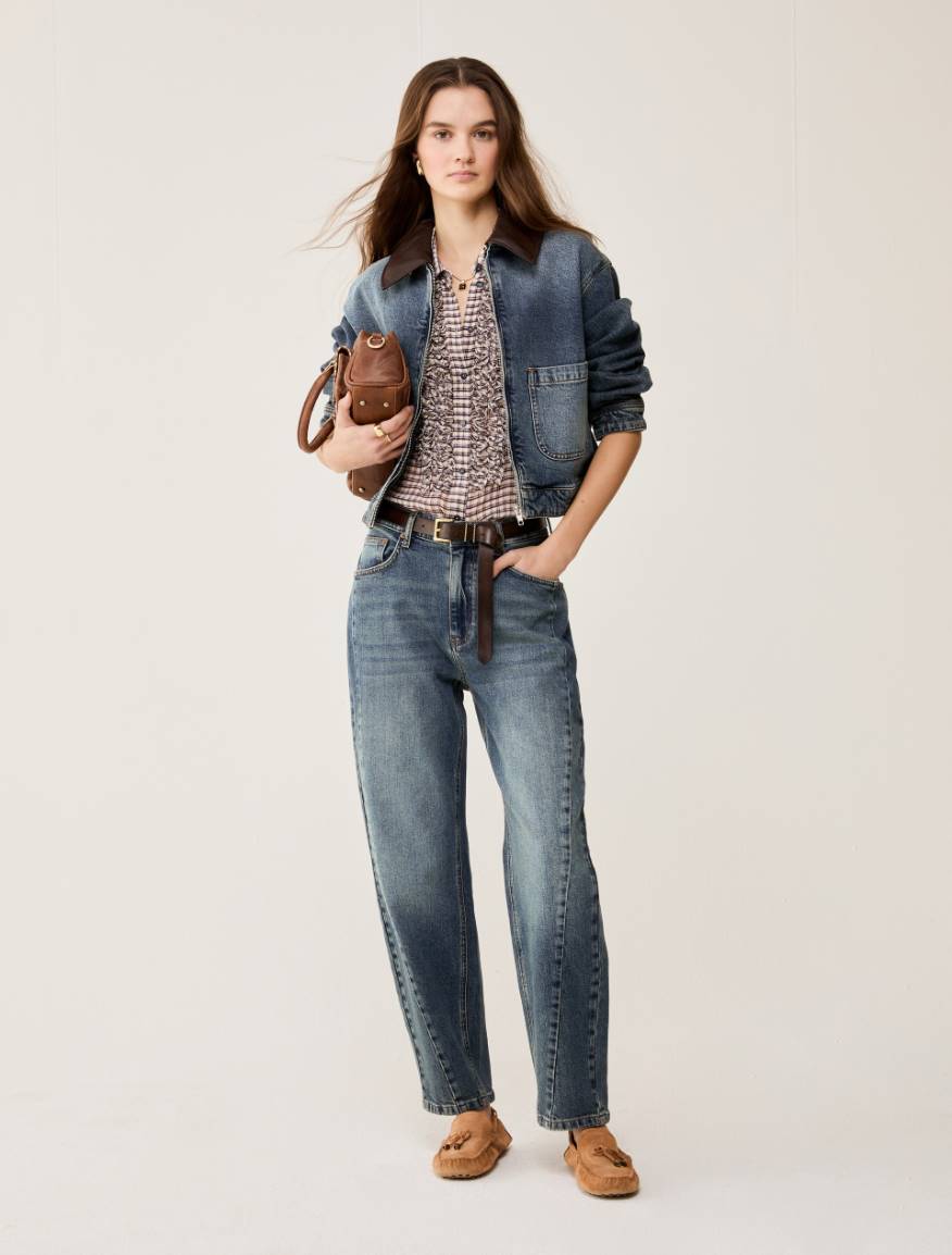 Stone-washed barrel-leg jeans - BLUE JEANS - Pennyblack - 5
