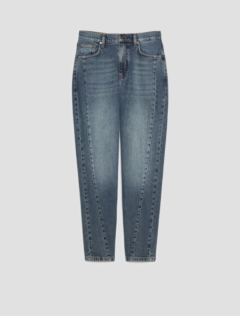 Stone-washed barrel-leg jeans - BLUE JEANS - pennyblack