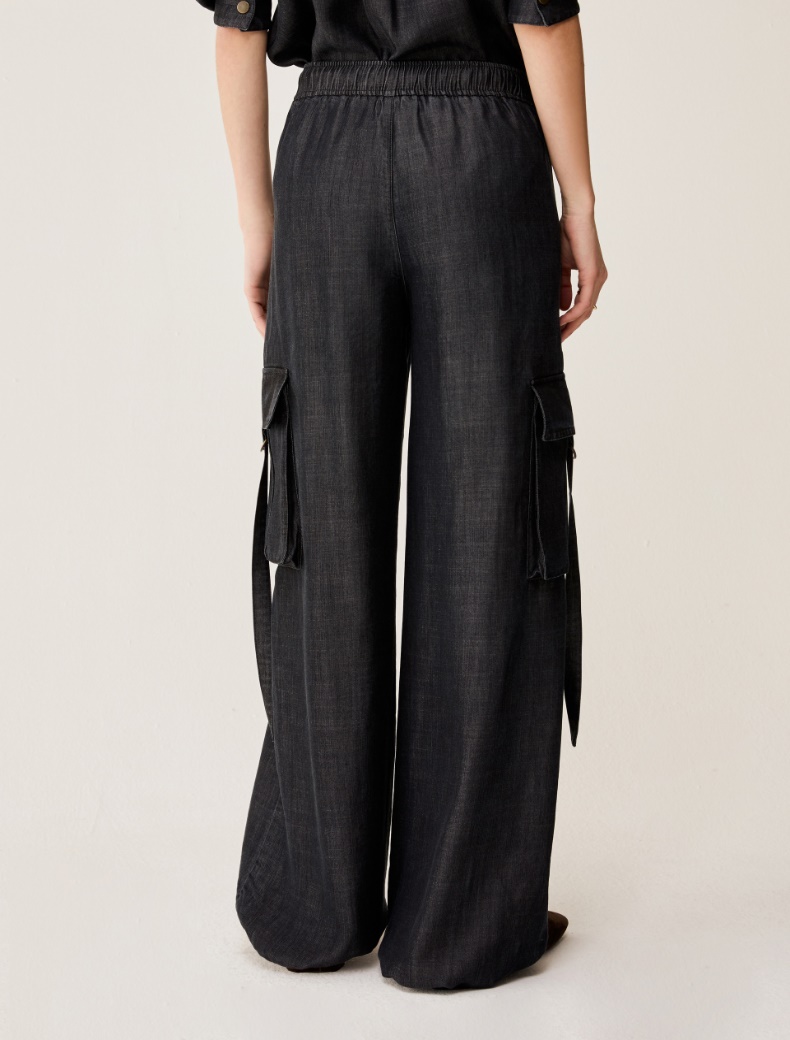 Fluid denim cargo jeans - BLACK - pennyblack