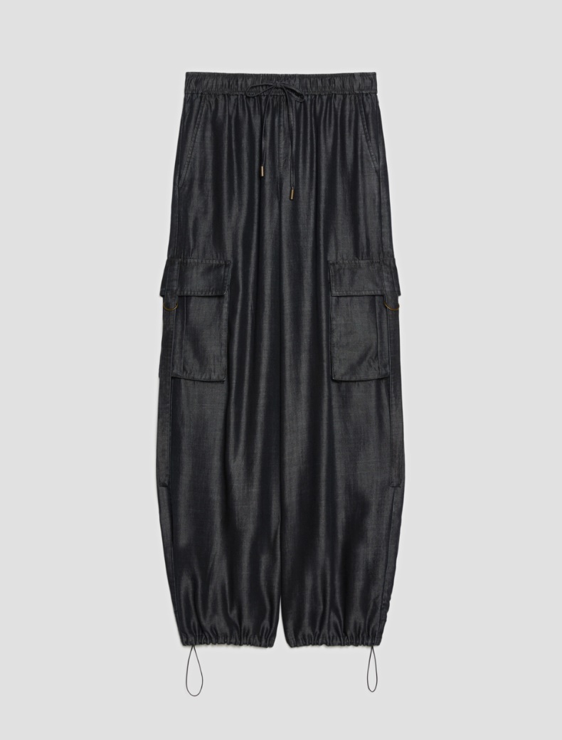 Fluid denim cargo jeans - BLACK - pennyblack