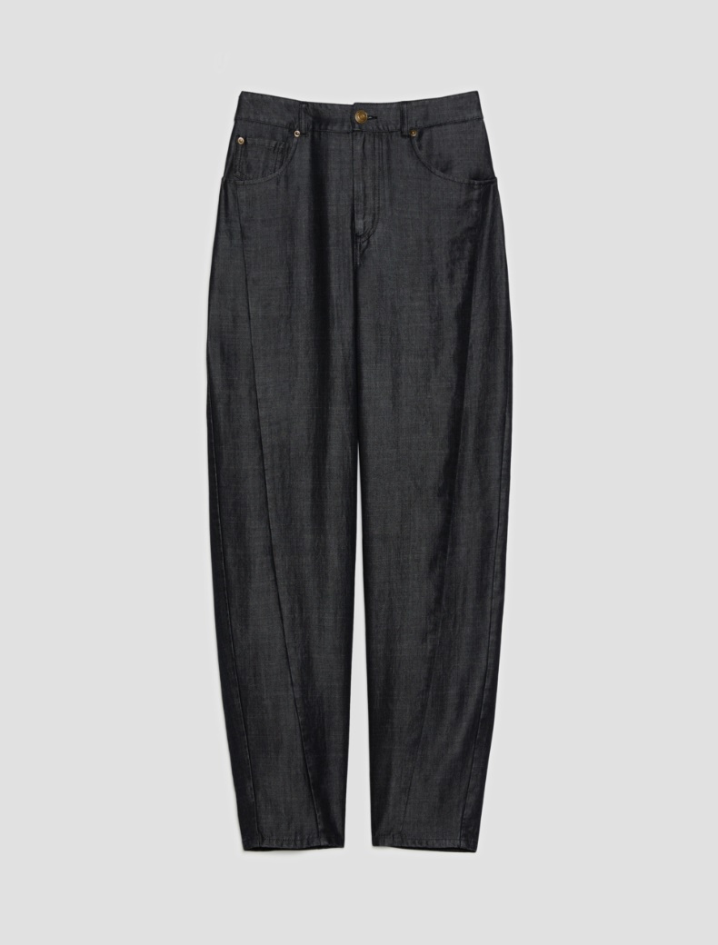 Fluid denim barrel-leg jeans - BLACK - pennyblack