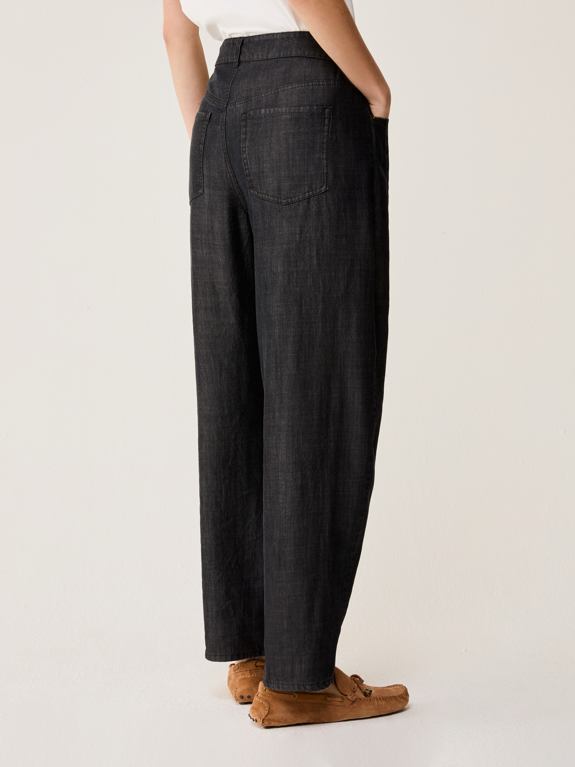 Fluid denim barrel-leg jeans - BLACK - pennyblack