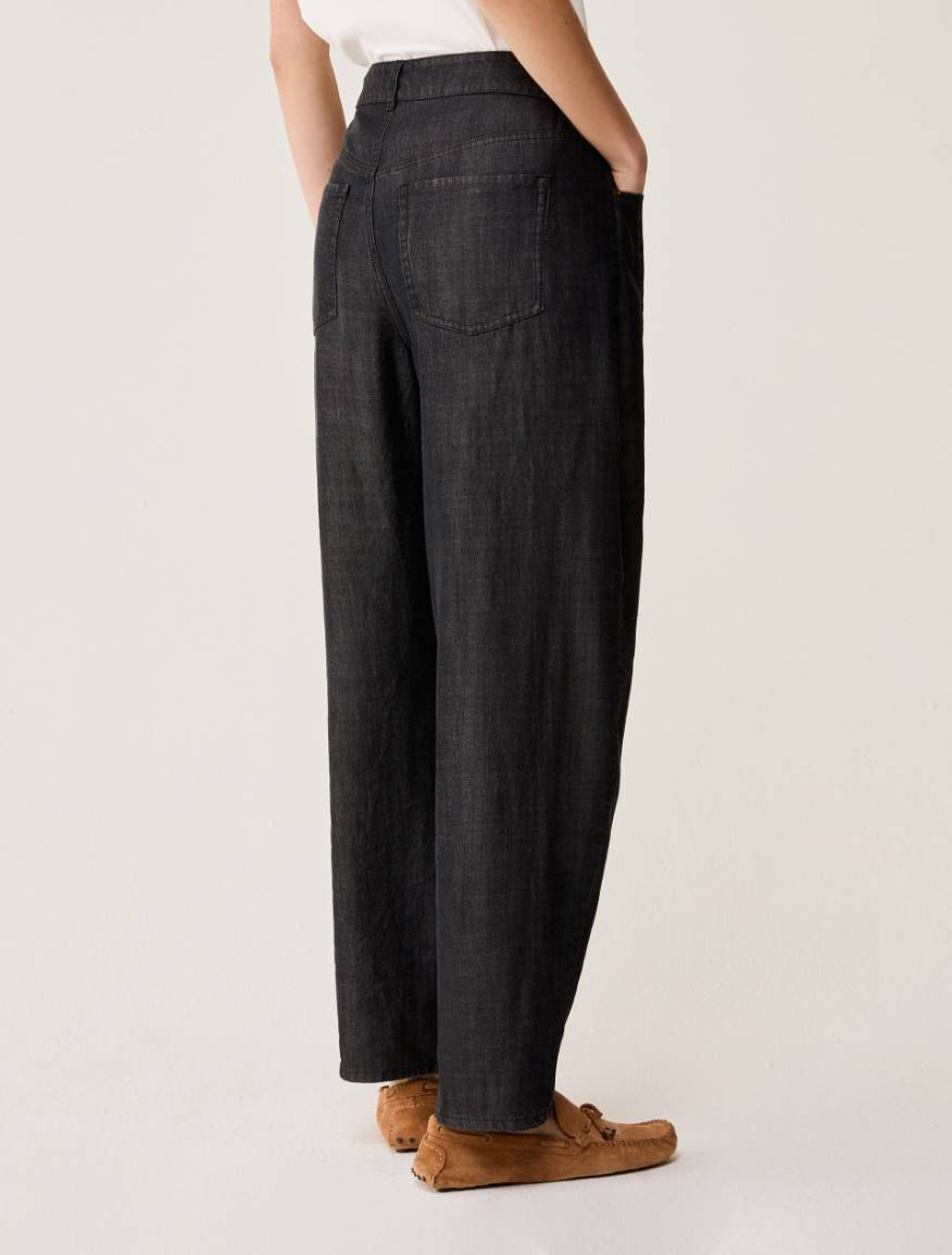 Fluid denim barrel-leg jeans - BLACK - Pennyblack - 3