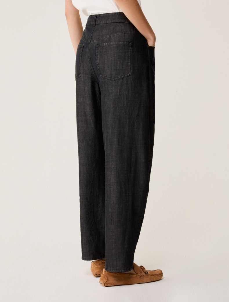 Fluid denim barrel-leg jeans - BLACK - pennyblack