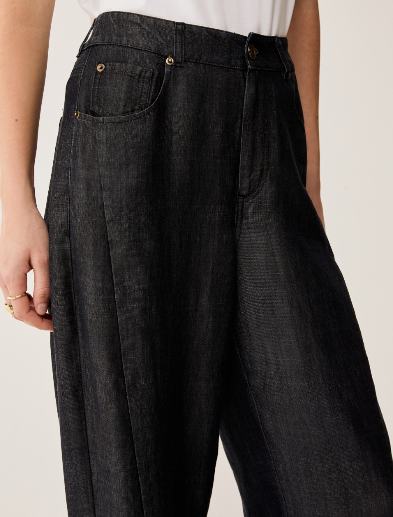 Fluid denim barrel-leg jeans - BLACK - pennyblack