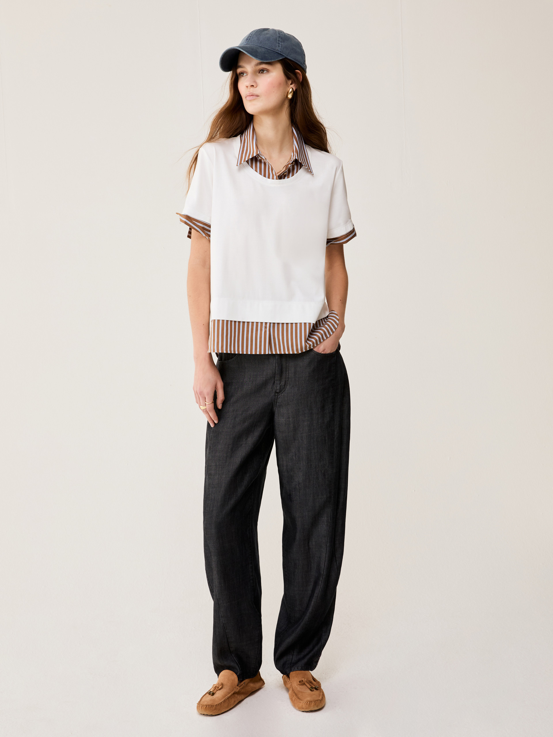 Fluid denim barrel-leg jeans - BLACK - pennyblack