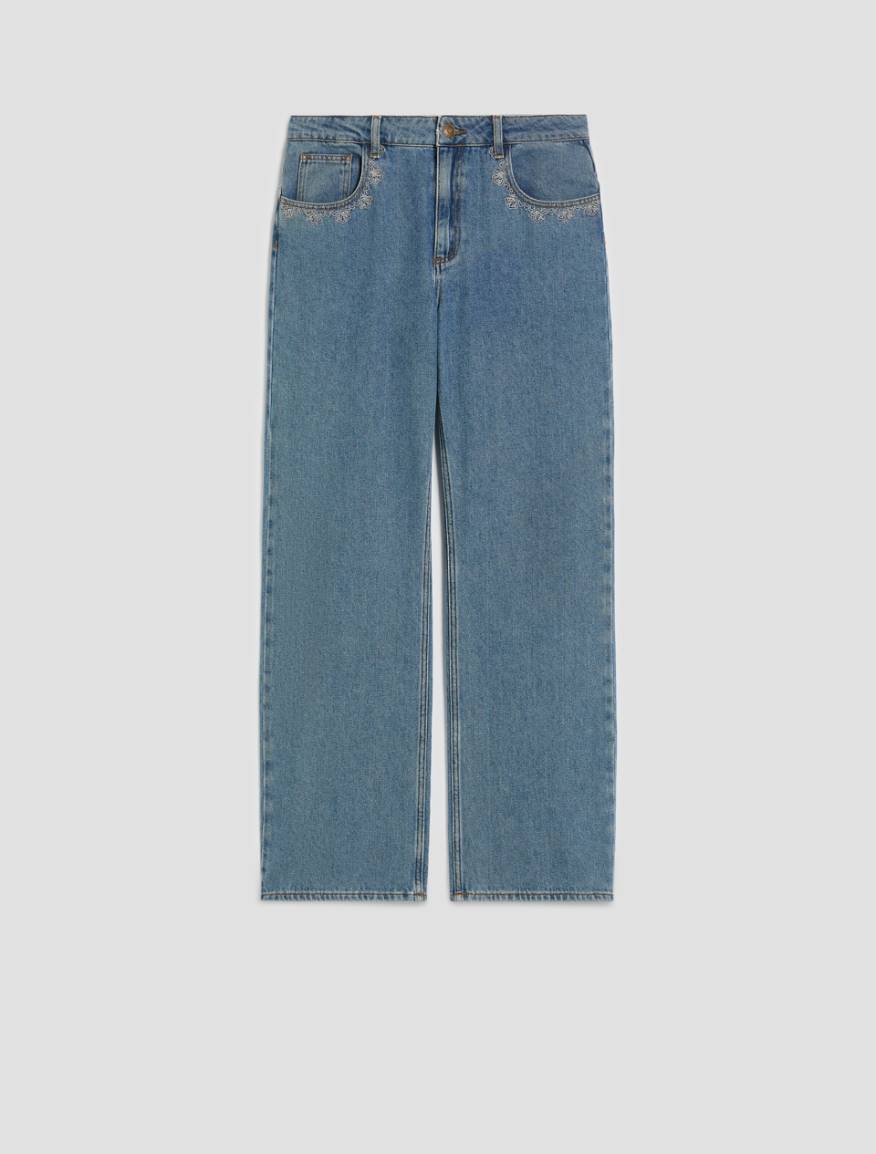 Straight-leg jeans with embroidery - BLUE JEANS - Pennyblack - 2
