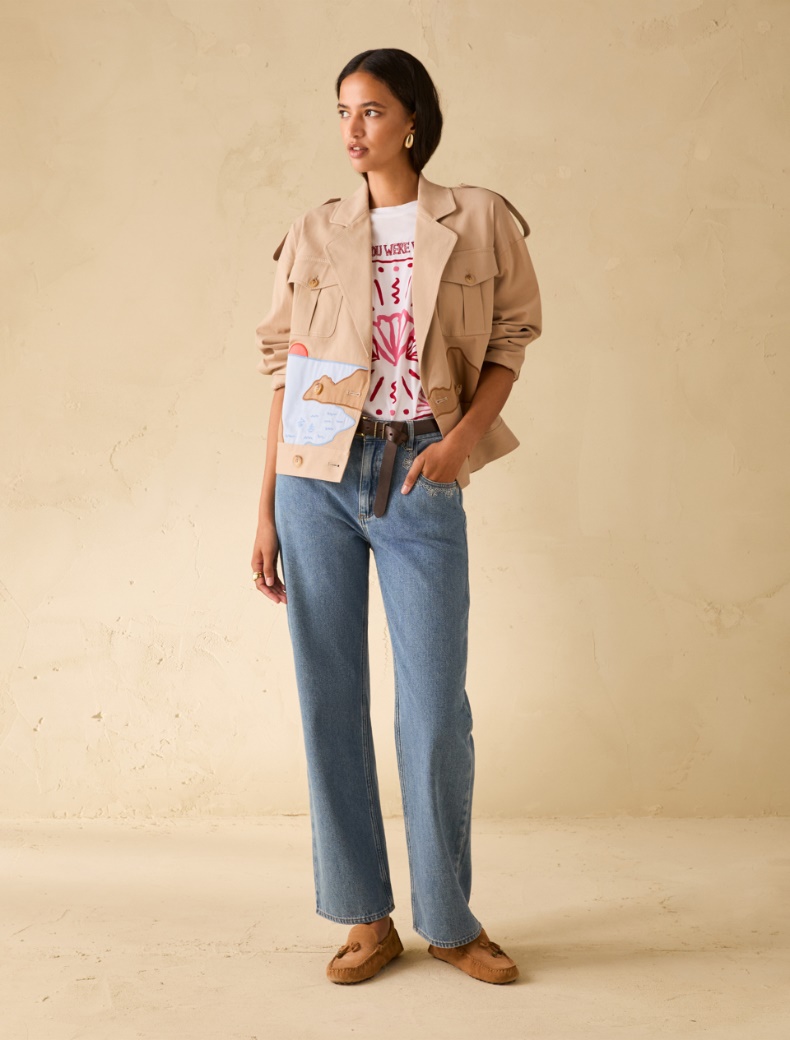 Straight-leg jeans with embroidery - BLUE JEANS - pennyblack