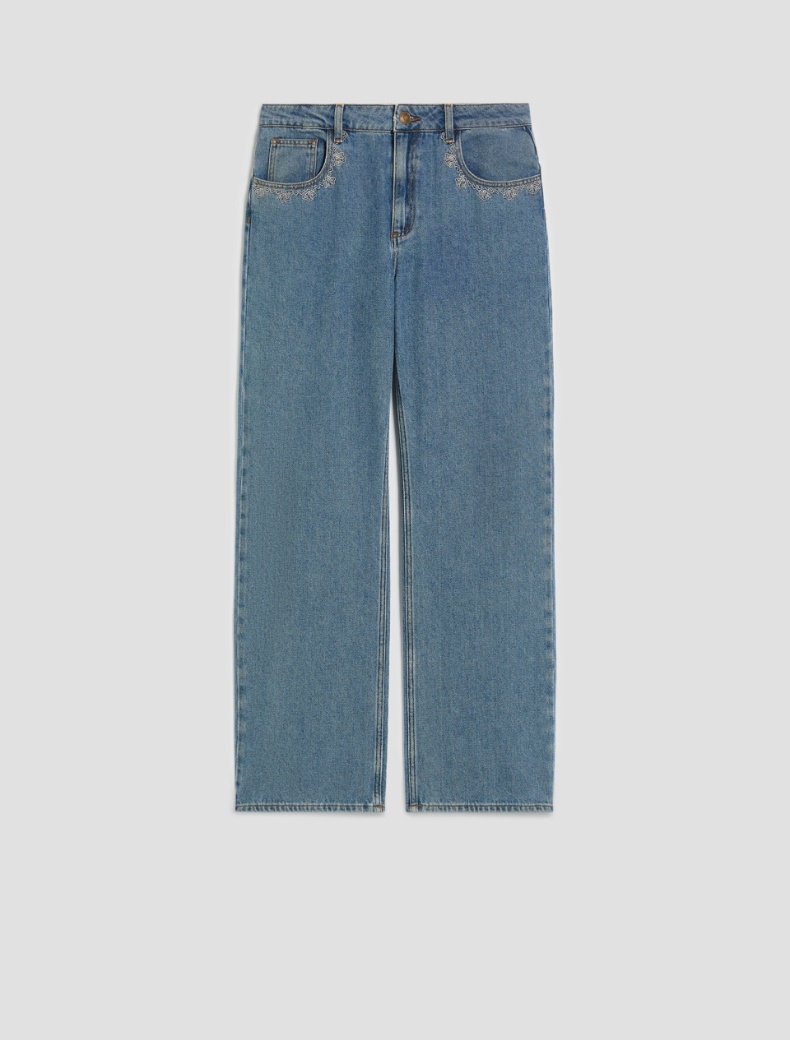 Straight-leg jeans with embroidery - BLUE JEANS - pennyblack