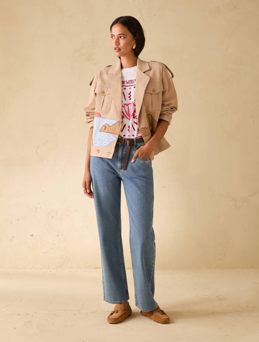 Straight-leg jeans with embroidery - BLUE JEANS - Pennyblack