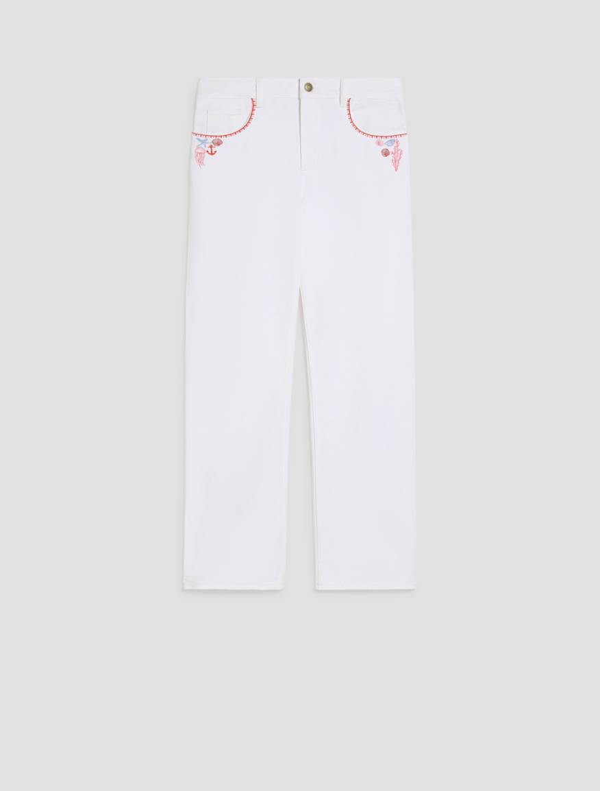 Straight-leg jeans with embroidery - WHITE - Pennyblack - 2