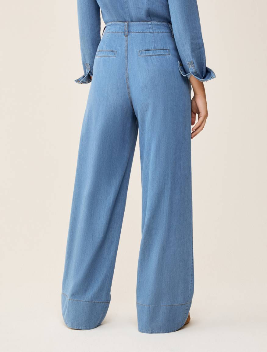 Wide jeans in lightweight denim - NAVY - Pennyblack - 3