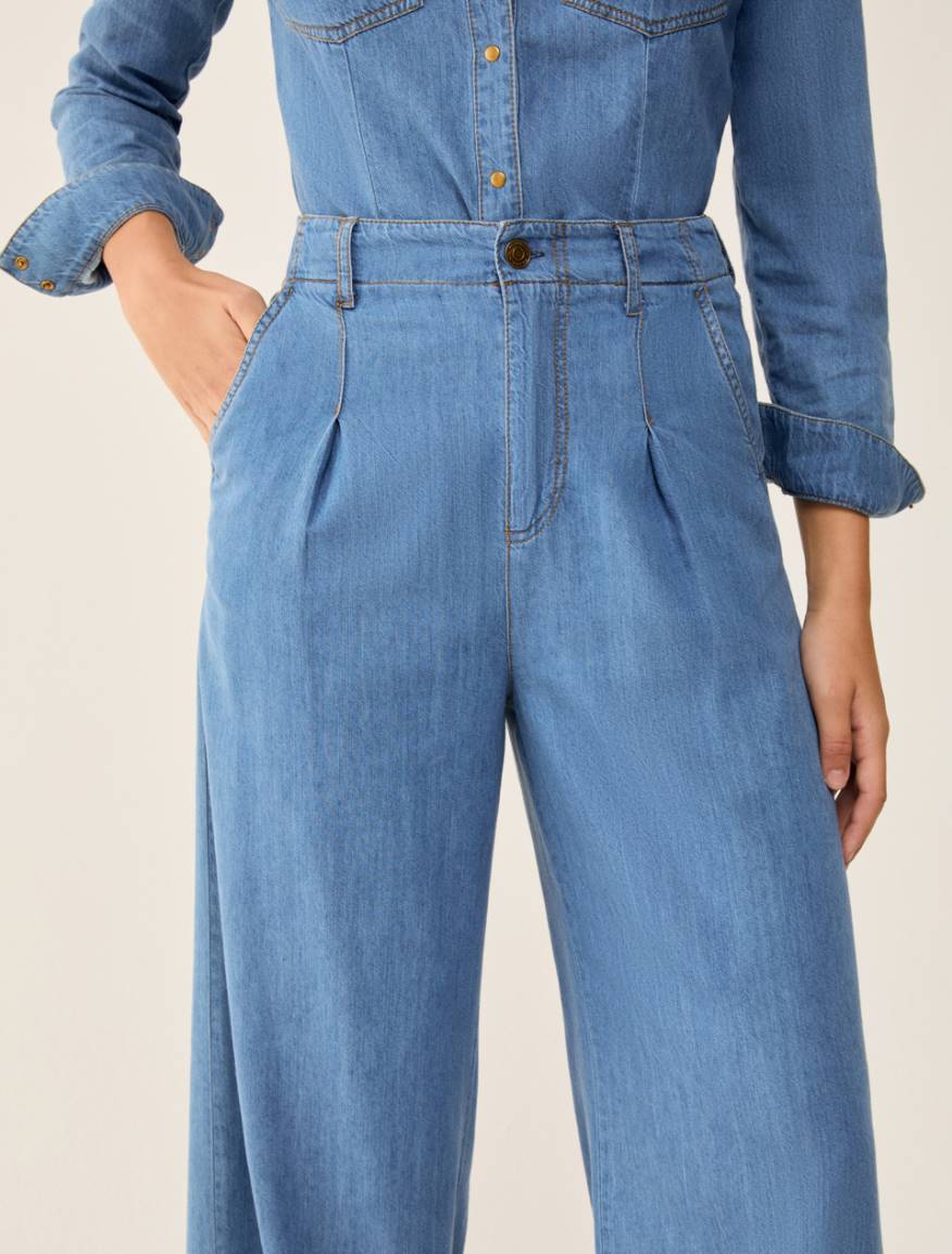 Wide jeans in lightweight denim - NAVY - Pennyblack - 4