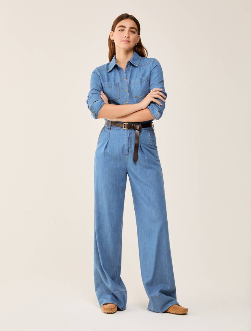 Wide jeans in lightweight denim - NAVY - Pennyblack