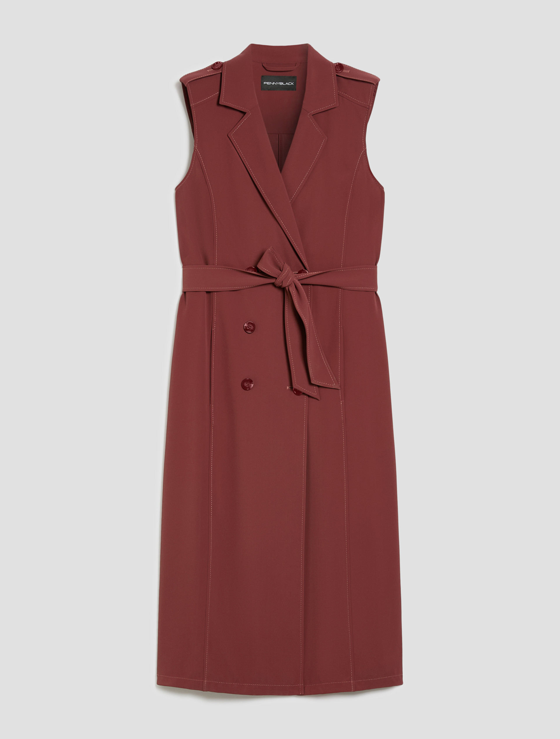 Flowing-fabric vest dress - BORDEAUX - pennyblack
