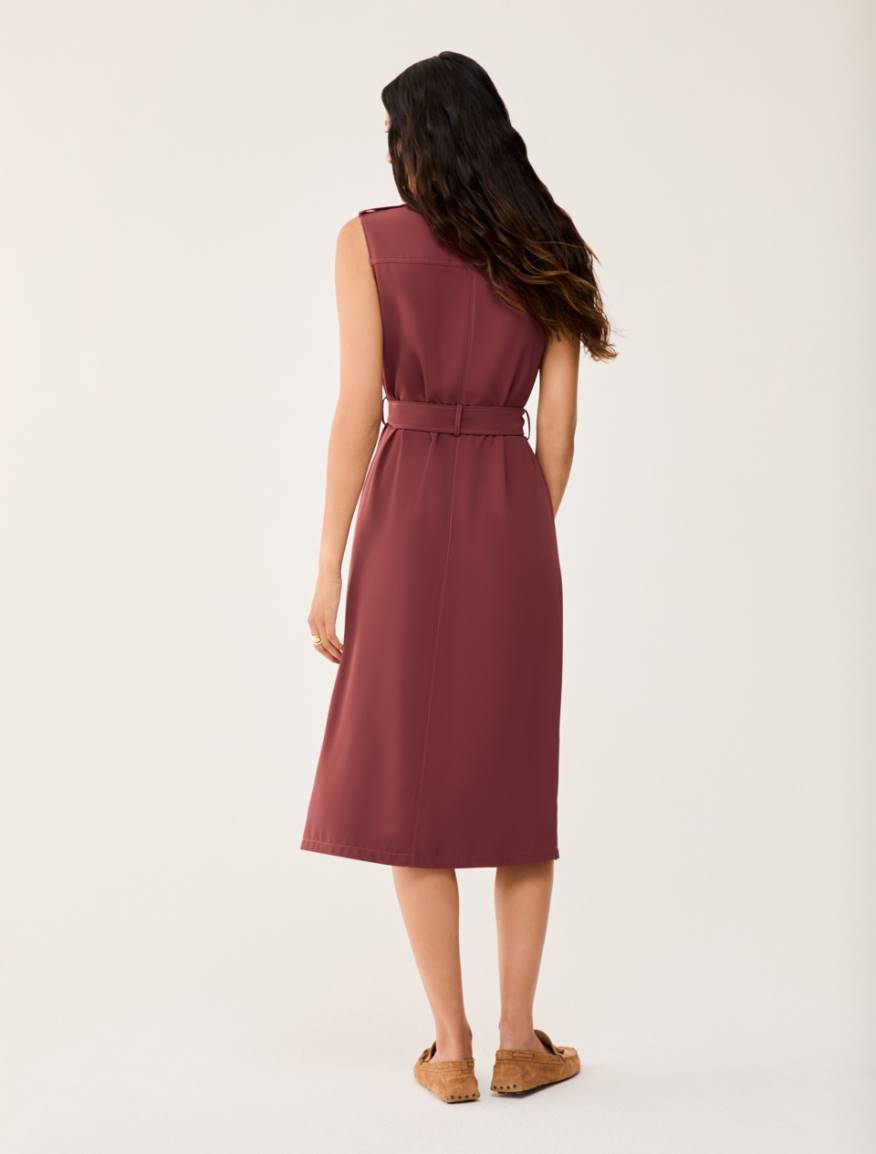 Flowing-fabric vest dress - BORDEAUX - Pennyblack - 3