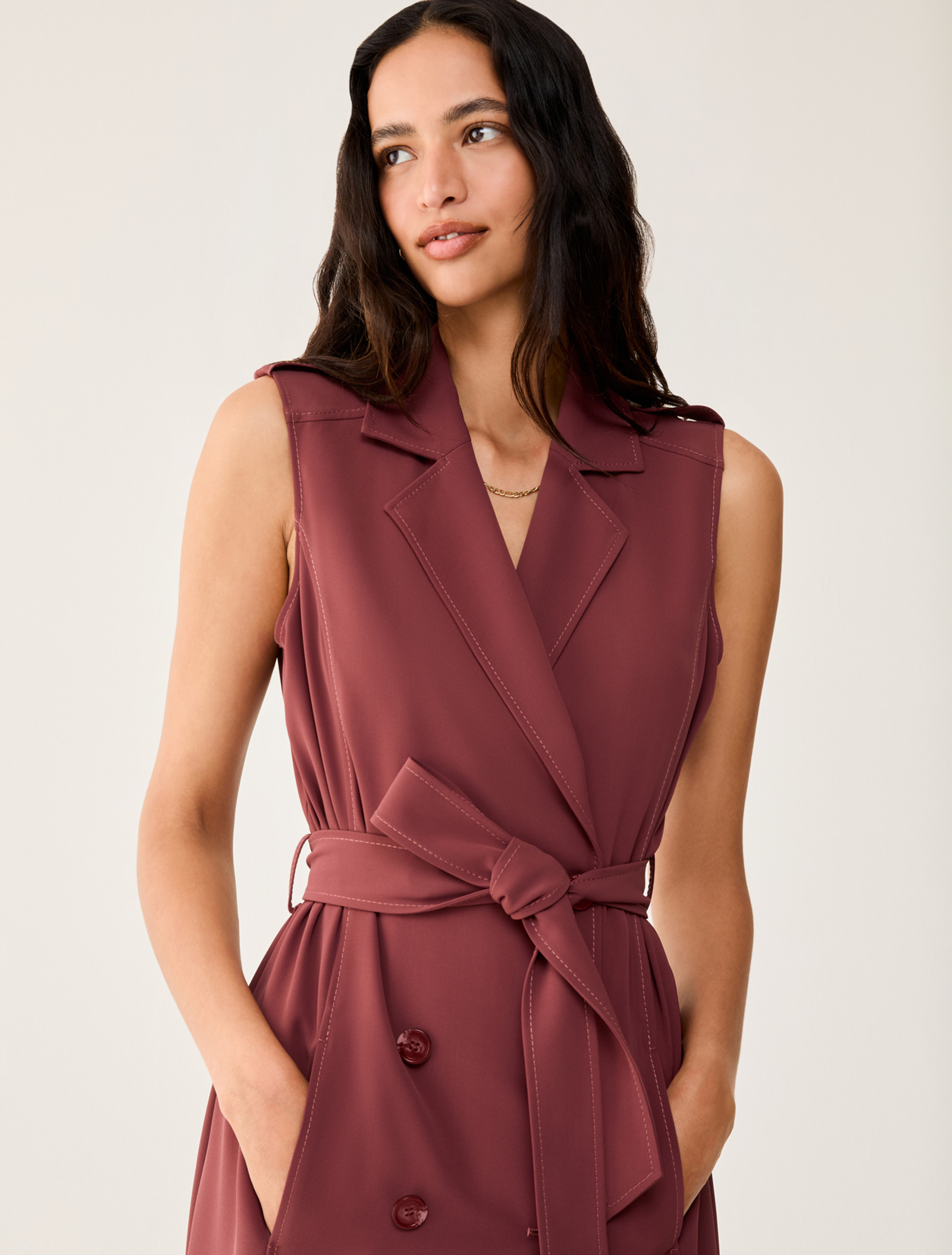 Flowing-fabric vest dress - BORDEAUX - pennyblack