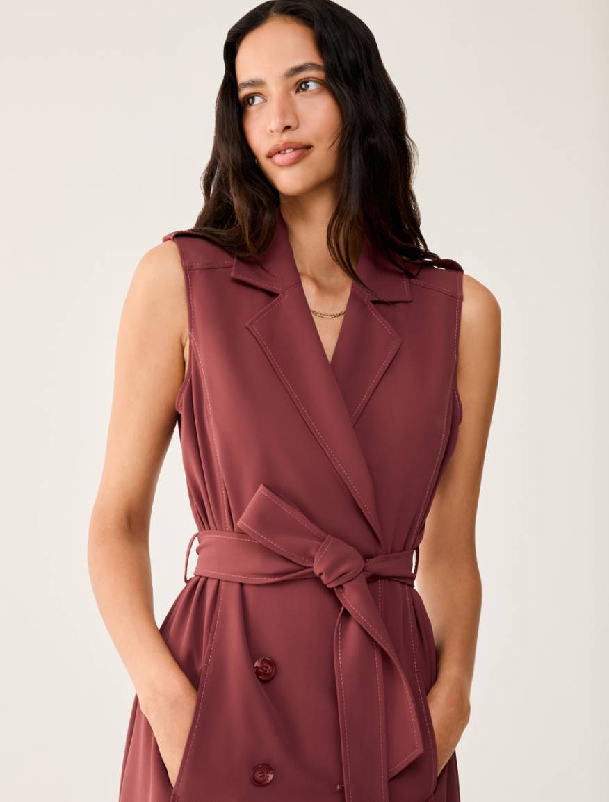 Flowing-fabric vest dress - BORDEAUX - Pennyblack - 4