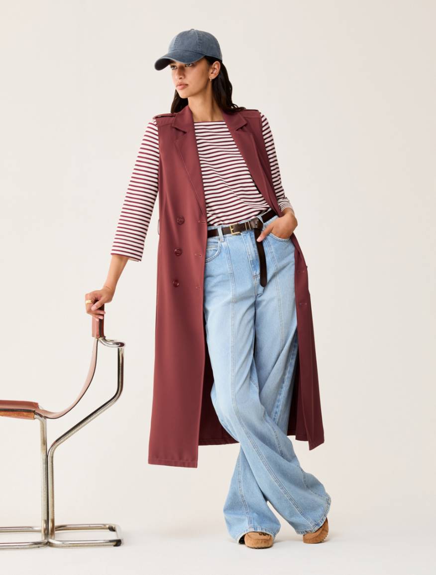 Flowing-fabric vest dress - BORDEAUX - Pennyblack - 5