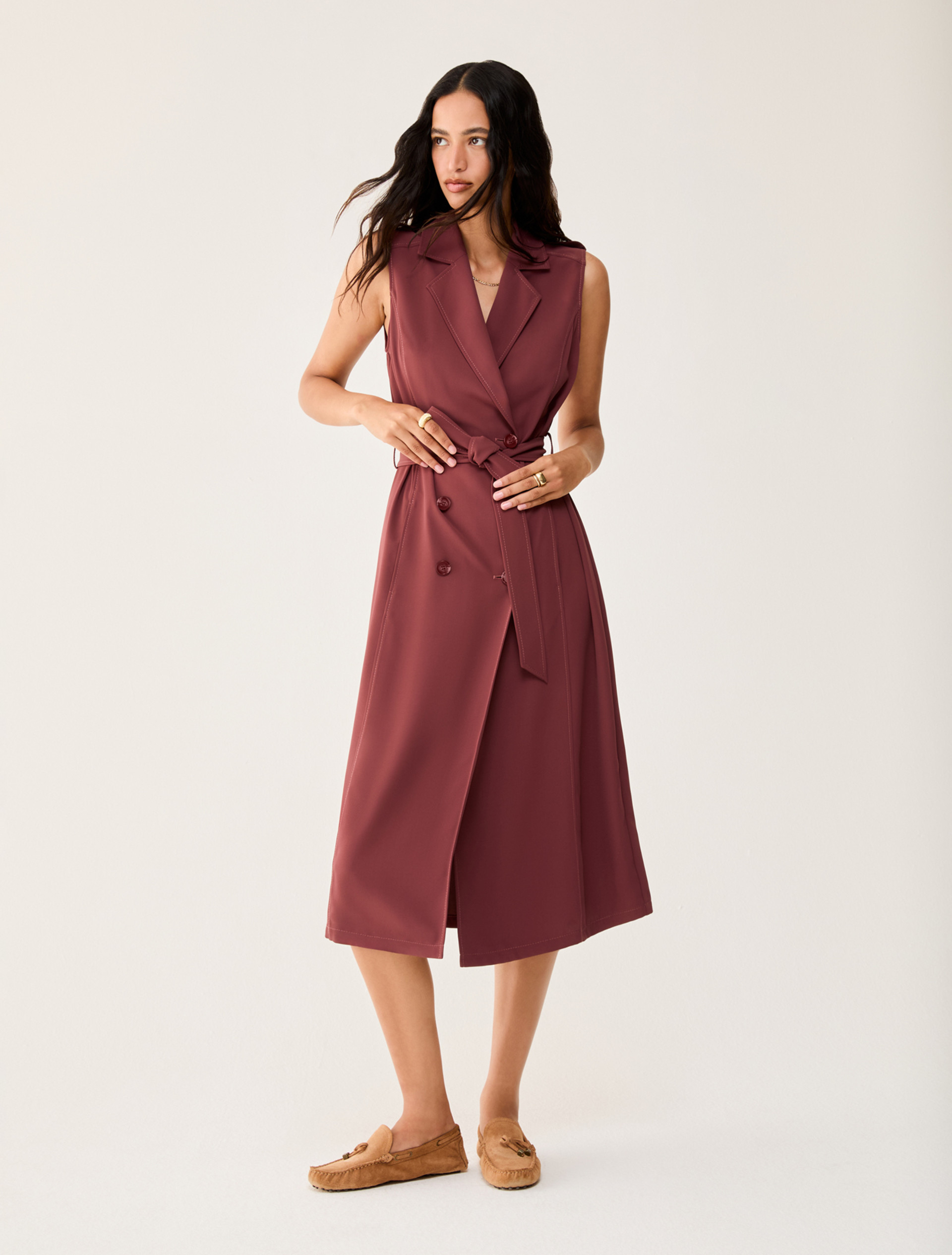 Flowing-fabric vest dress - BORDEAUX - pennyblack
