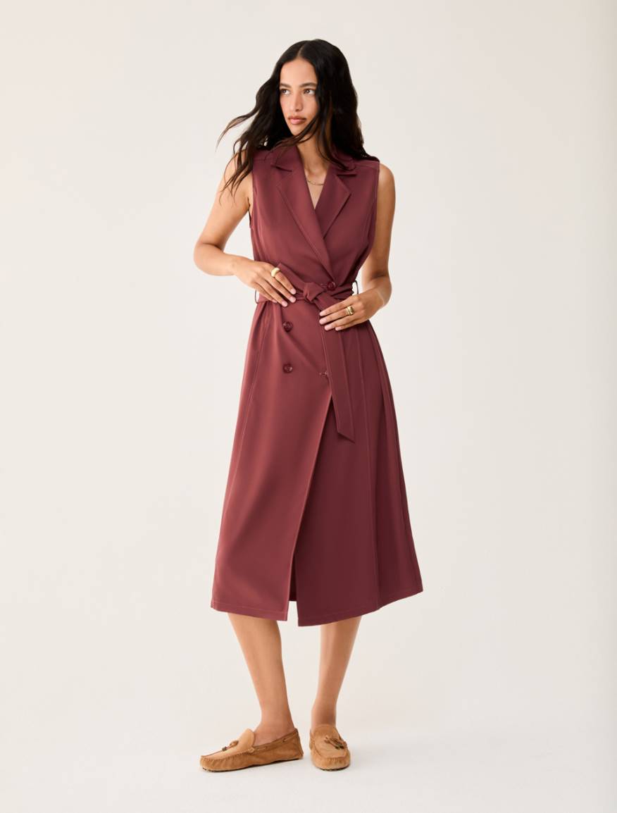 Flowing-fabric vest dress - BORDEAUX - Pennyblack