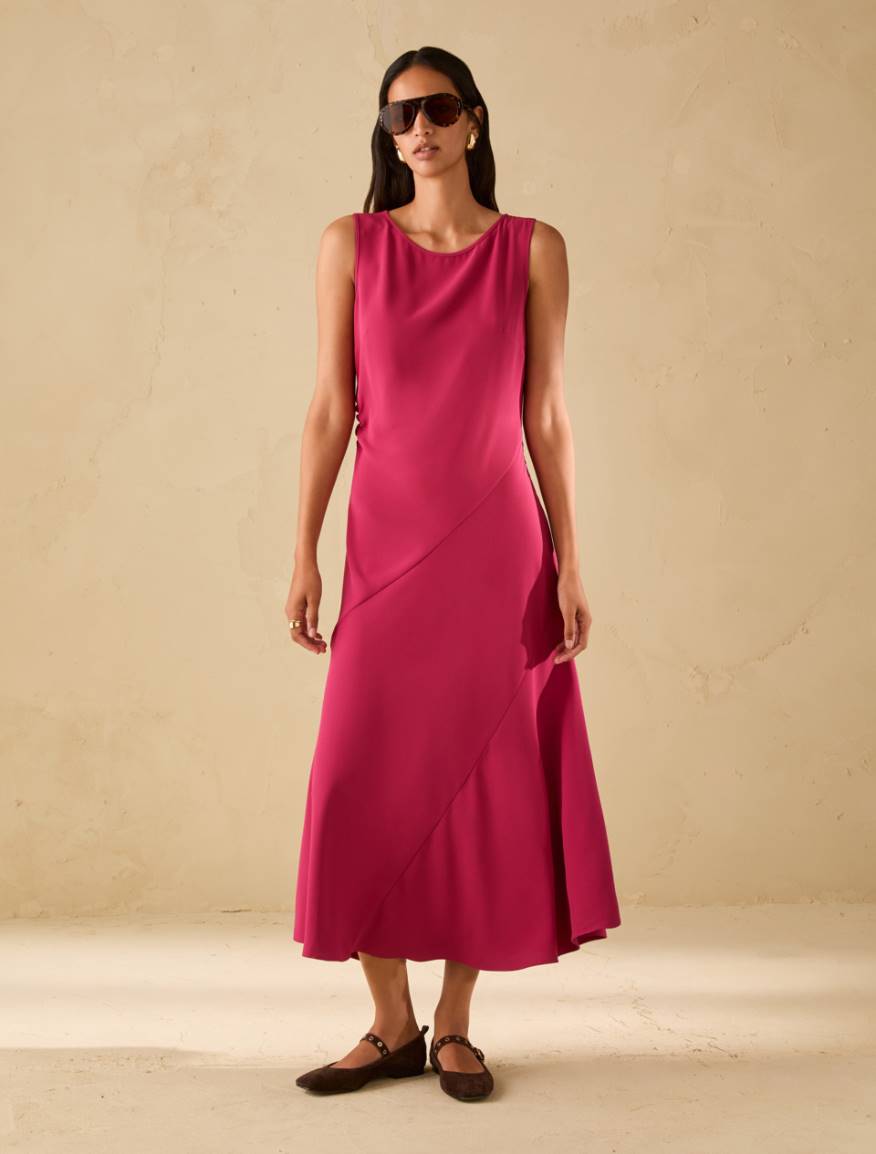 Midi dress in sablé fabric - FUCHSIA - Pennyblack - 5
